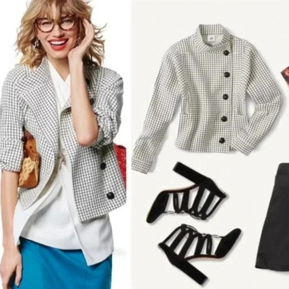 CAbi women's Windowpane Jacket Black and White XSmall Checkered - Picture 2 of 16